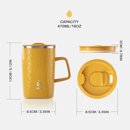16 oz Insulated Coffee Mug with Lid and Handle