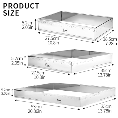 Extensible Stainless Steel Rectangular Cake Mold Heavy Duty Adjustable Mousse Ring Rectangle Shaped Detachable Tiramisu Pan
