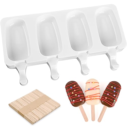 Popsicle Silicone Mold with 50 Pcs Wooden Sticks