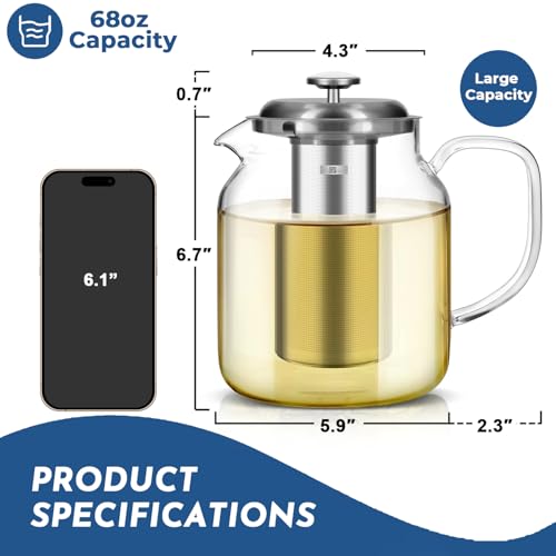 68oz Glass Teapot with Thermometer (68 Count)