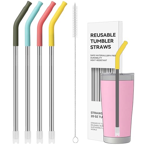 20 oz Straight Metal Straws with Silicone Tip for 20 oz Tumbler