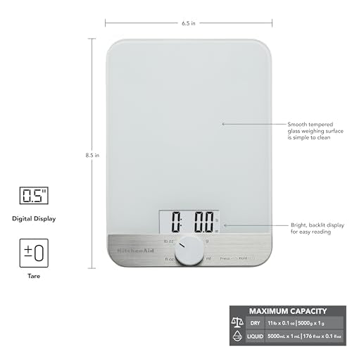 KQ908 Glass Surface 11 Pound Capacity Digital Kitchen and Food Scale