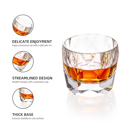 Crystal Whiskey Glasses Set of 2 Old Fashioned Glasses Stemless (2 Count)