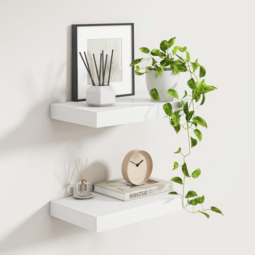 White Floating Shelves for Wall (2 Count)