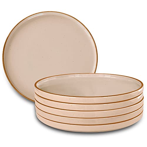 Ceramic Flat Dinner Plates Set of 6 (6 Count)