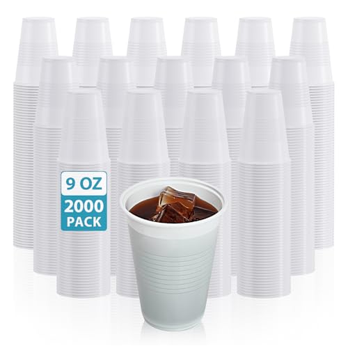 2000 Pack 9 oz White Plastic Cups (2000 Count)