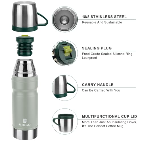 Vacuum Insulated Water Bottle Thermo Water Flask with Cup 680ml