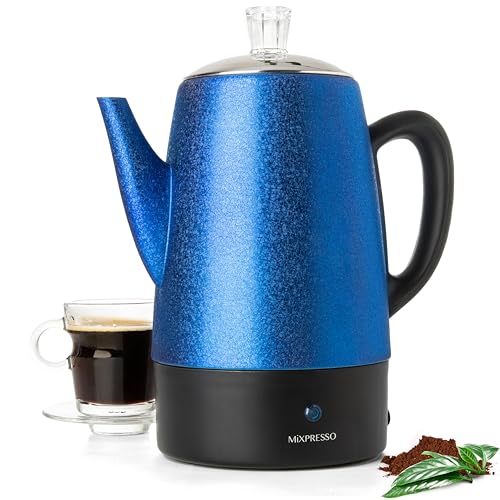 10 Cup Shiny Blue Electric Percolator Coffee Pot (10 Count)