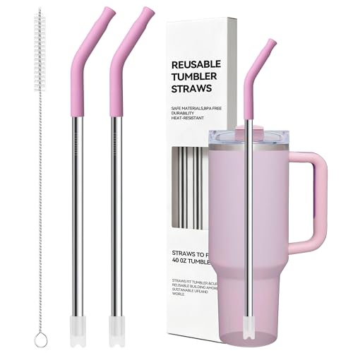 Stainless Steel Straws For Stanley 40 oz Tumble With Silicone Tip