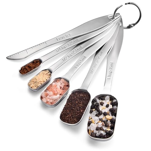 18 8 Stainless Steel Measuring Spoons with Long Handle (6 Count)