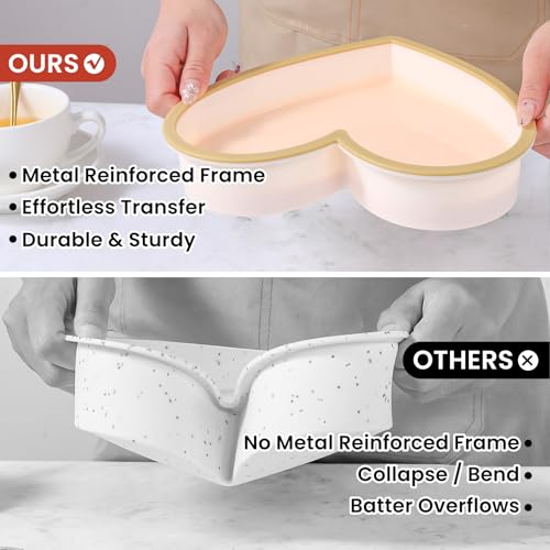 Metal Reinforced Frame Silicone Heart Shaped Cake Pans (2 Count)