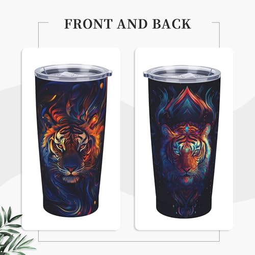 Tiger Tumbler with Lid and Straw 20oz Coffee Tumblers Leakproof Stainless Steel Travel Mug Vacuum Insulated Cup for Iced and Hot (20 Count)