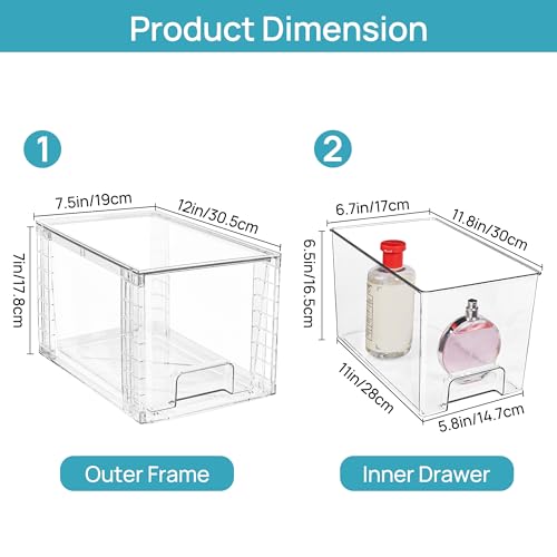6 Pack Large Stackable Storage Drawers (6 Count)