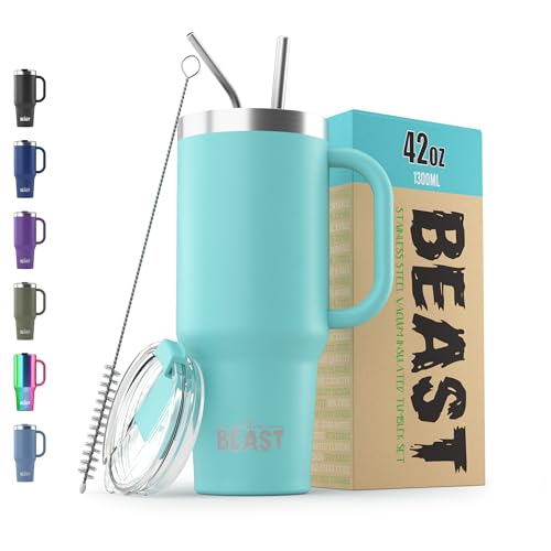 Beast 42 oz Tumbler with Handle Stainless Steel Vacuum Insulated Coffee Ice Cup Double Wall Travel Flask