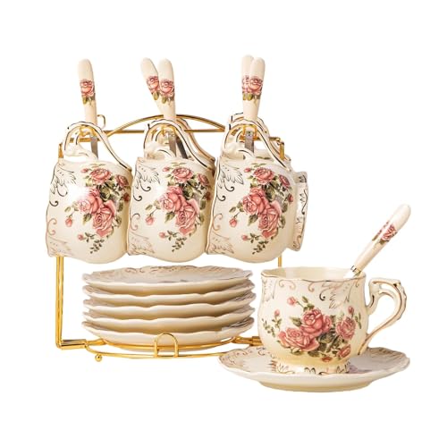 Tea Cups and Saucers Set of 6 (6 Count)
