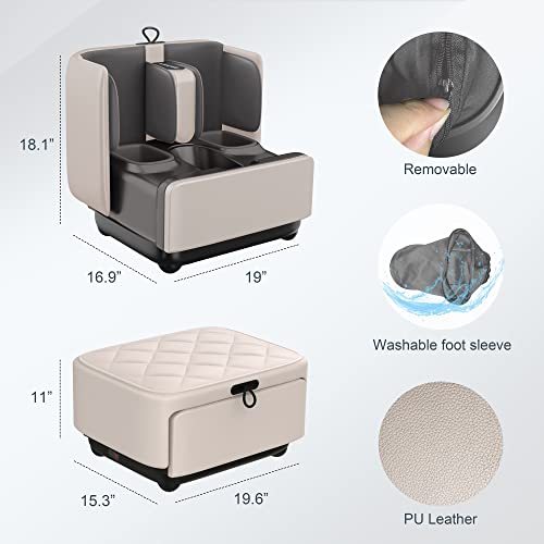 2-in-1 Shiatsu Foot Massager&Foot Rest,Foot and Calf Massager with APP Control,Heated Feet Massager for Foot Pain Relief,Gifts for Men Women