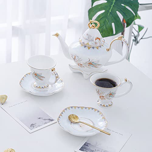 Porcelain Tea Sets Tea Set with Teapot Afternoon Tea Set for Adults Vintage Coffee Cups and Saucer Sugar Bowl