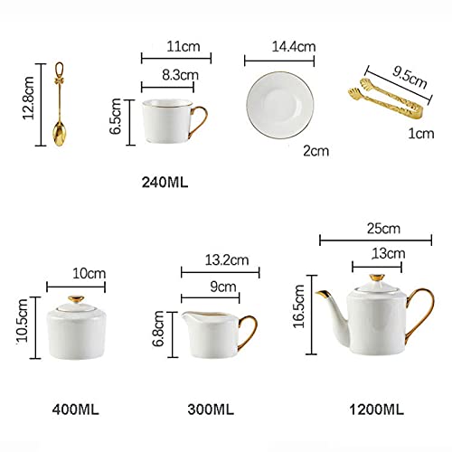 21 Piece White Porcelain Coffee Tea Gift Sets for Adults Ceramic Tea Cups and Saucer Service for 6