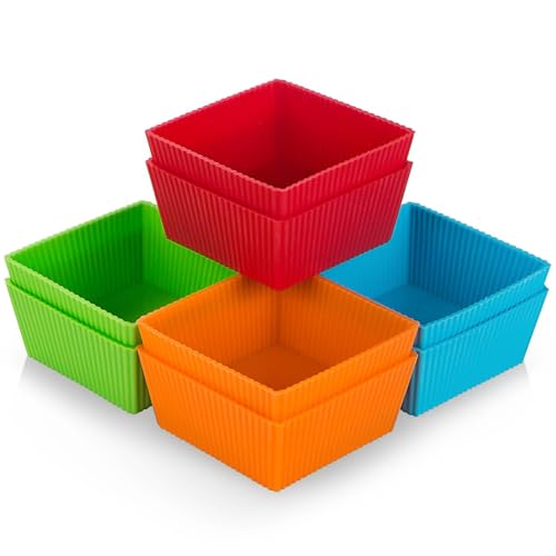 3.5 Inch Jumbo Baking Cups Reusable Silicone Square Cupcake Liners Non (8 Count)