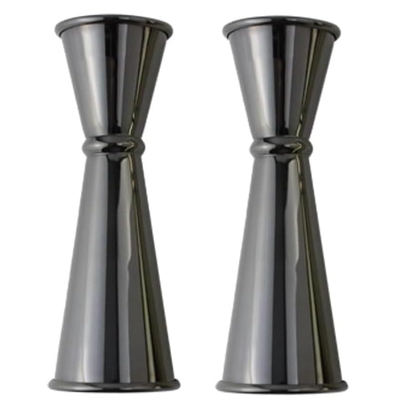 2-Piece Dual-Sided Bartending Jigger Set - 1oz & 2oz Measured Markings, 304 Stainless Steel, Food-Grade Cocktail Measuring Tool for Professional & Home Bars (Black) (2 Count)