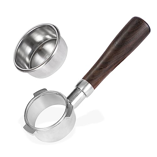 54mm Bottomless Portafilter with Double Shot Filter Basket & Wood Handle for Breville Barista Express Impress