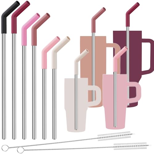 6 Pack Metal Straws with Silicone Tip Fit for Stanley 14 (6 Count)