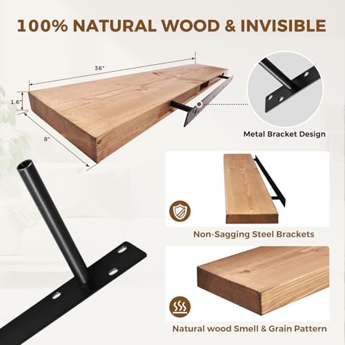 Solid Wood Floating Shelves (2 Count)
