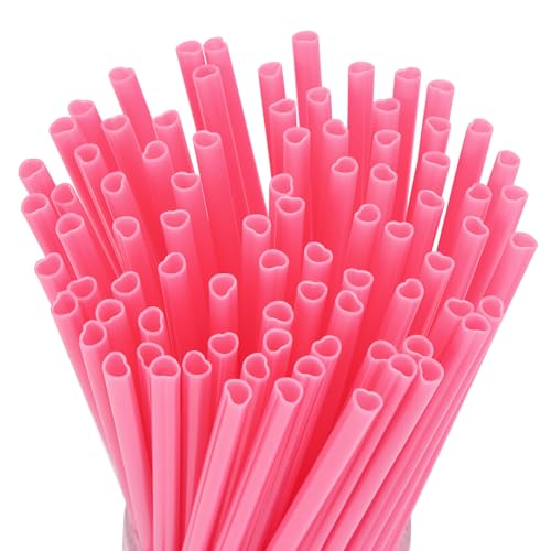 Pink Heart Shaped Disposable Straws (120 Count)