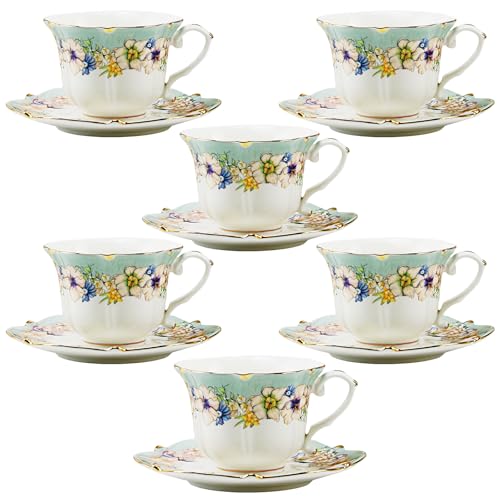 Country Roses 18 Peices Bone China Tea Cup And Saucer Set (18 Count)