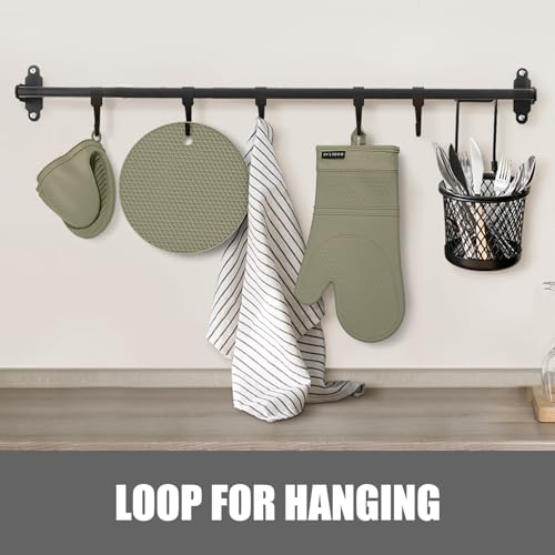 Silicone Oven Mitts and Pot Holders Sets for Kitchen