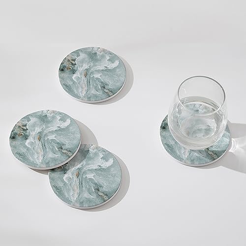 Set of 6 Abstract Marble Coasters with Holder (6 Count)