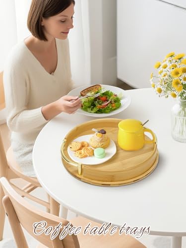 11.8″ Round Bamboo Serving Tray with Handles