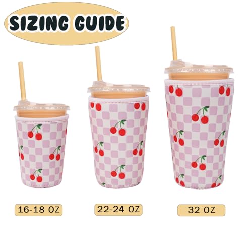 Reusable Insulated Neoprene Iced Coffee Cup Sleeve (3 Count)