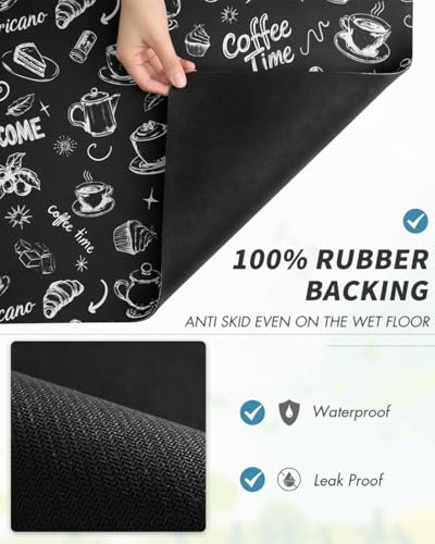 Coffee Mat Hide Stain Rubber Backed Absorbent Dish Drying Mat for Kitchen Counter