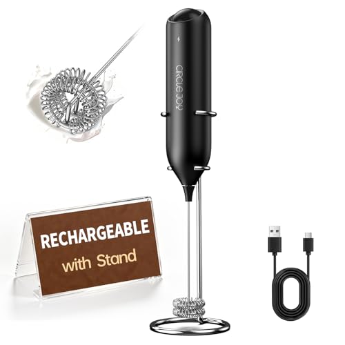 Rechargeable Milk Frother Handheld with Stand