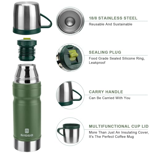 Vacuum Insulated Water Bottle Thermo Water Flask with Cup 680ml