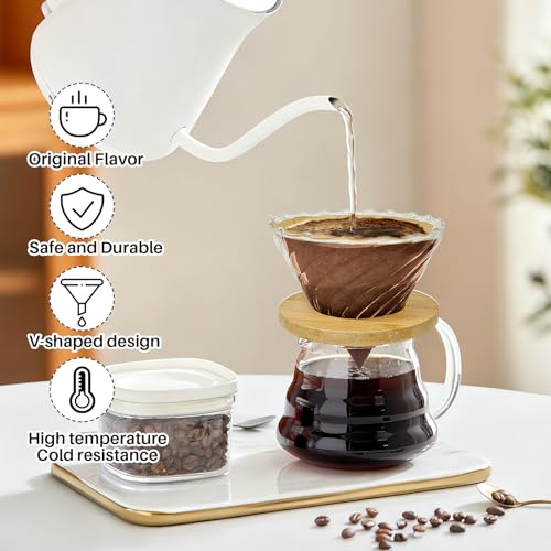 Glass Pour Over Coffee Dripper with Bamboo Stand & Handle