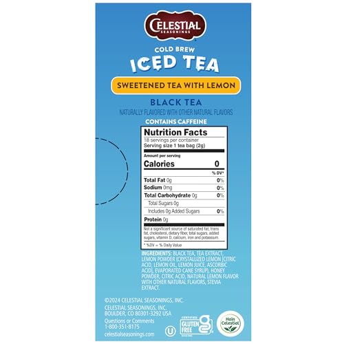 Cold Brew Sweetened Tea with Lemon Iced Tea 18 Tea Bags (18 Count)