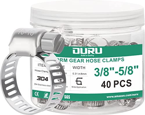 40PCS Hose Clamps Stainless Steel Adjustable 3