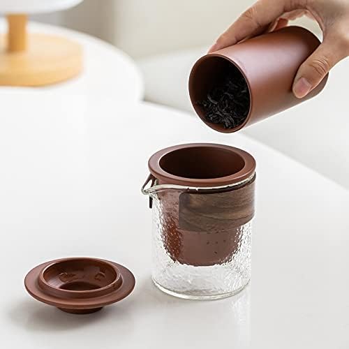 Travel Tea Set Ceramic Portable Sets with Carring Cases Teapot with Small Glass Filter Flower Teawares Gift