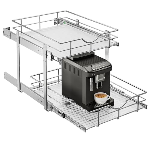 2 Tier Kitchen Cabinet Pullout Shelf and Drawer Organizer