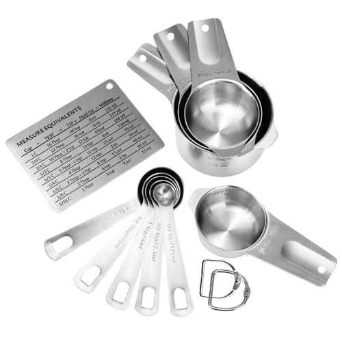Measuring Cups and Spoons Set Heavy Duty 304 Metal Stainless Steel Measuring Cup Spoon Kitchen Gadgets for Cooking Baking