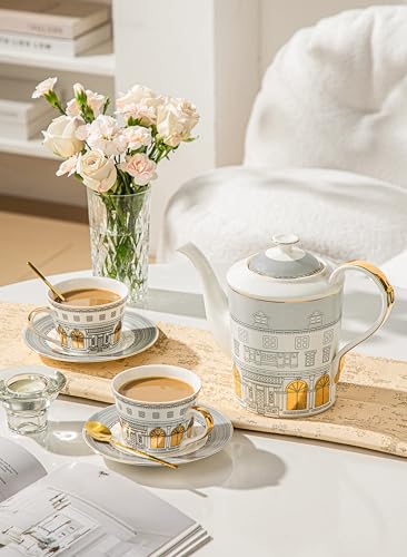 Personalized Architectural Ceramic Tea Cup and Saucer Set