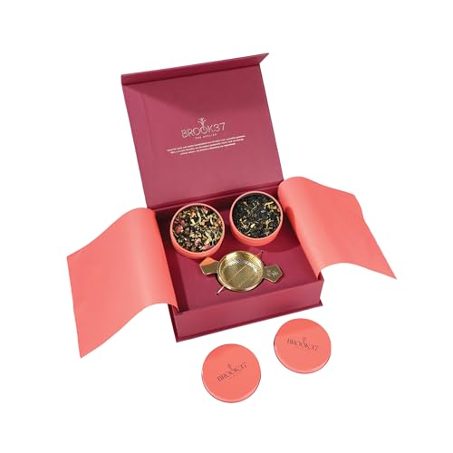Brook37 Aurum Collection Luxury Loose Leaf Tea Gift Set with Brass Infuser (3 Count)