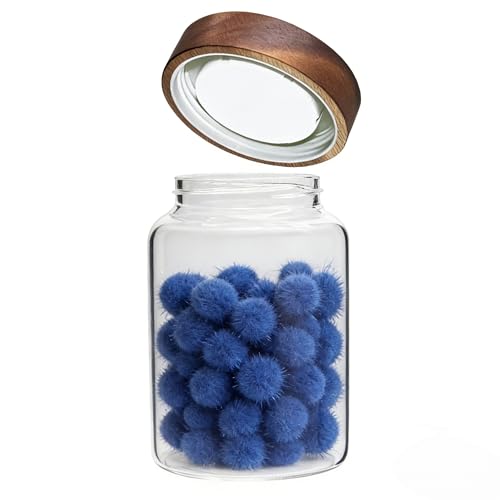 40 oz Glass Jar with Wooden Screw Lid 1200ml Airtight Coffee Sugar Container Clear Food Storage Canisters Bottle for Spice Herb Kitchen Tea Overnight Oats Bar Parfait Snacks