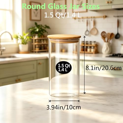 1.5Qt Round Glass Jars (3 Count)