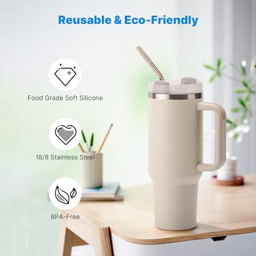 Repeatable Metal Straw with Silicone Tips for 40 oz Stanley Tumbler