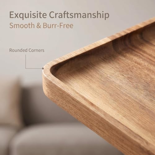 2 PCS Solid Acacia Wood Serving Trays Rectangular Wooden Serving Platters Natural Wooden Boards for Bar Coffee Party 13 * 9 inch (2 Count)