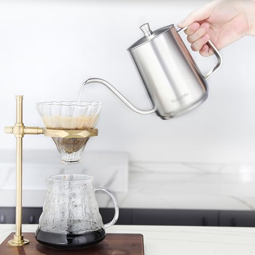 Gooseneck Pour Over Coffee Kettle 30 fl oz with Thermometer Stainless Steel Hand Drip Coffee Pot With Long Narrow Spout