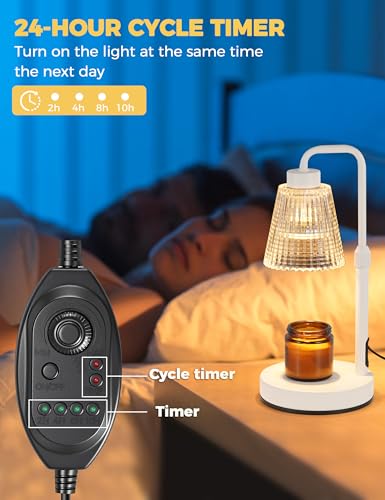 White Candle Warmer Lamp with 24h Cycle Timer